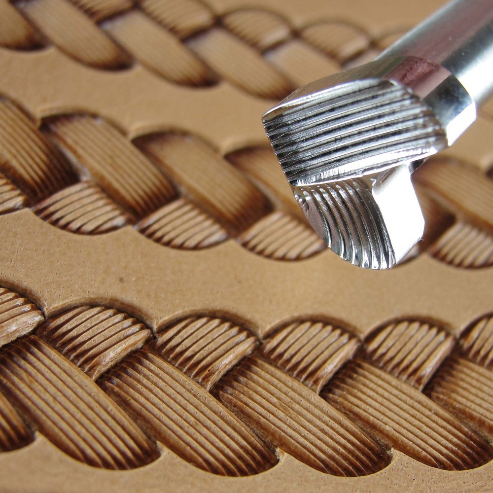 Lined Braid Border Leather Stamping Tool, Stainless Steel Leather Stamp