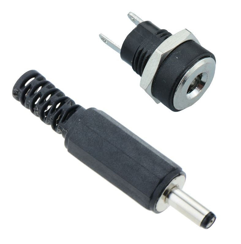 Pair 1.3mm x 3.5mm DC Power Plug + Socket Jack Connector