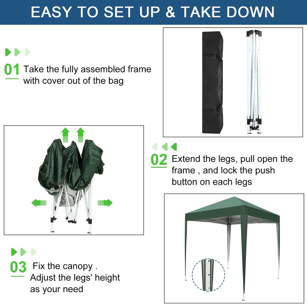 2 x 2m Practical Waterproof Right-Angle Folding Tent Green