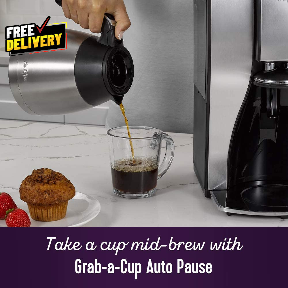 10Cup Programmable Coffee Maker Insulated Thermal Carafe Brew Strength Selection