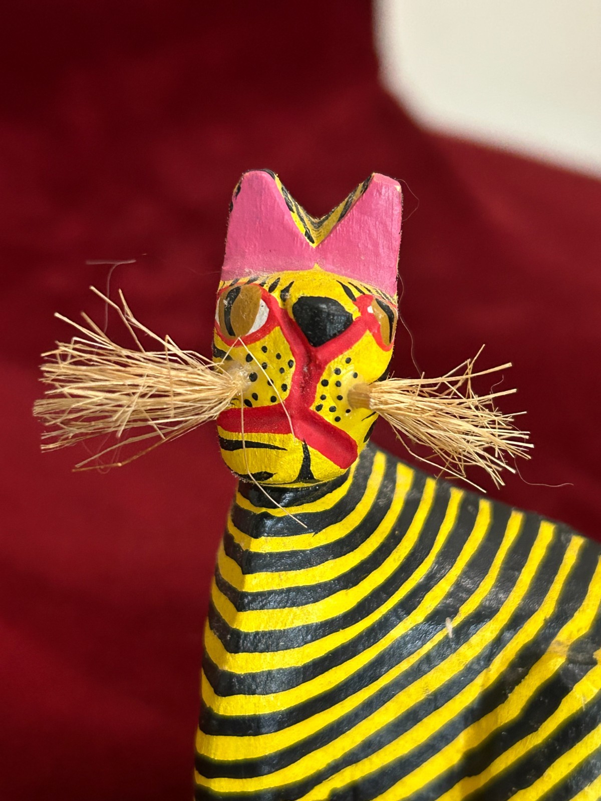 VTG Francisco Melchor Hand Carved Wood Yellow Cat or Tiger Folk Figurine Mexico