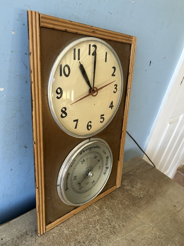 Vintage Ship, Nautical ,Resessed Clock , Barometer