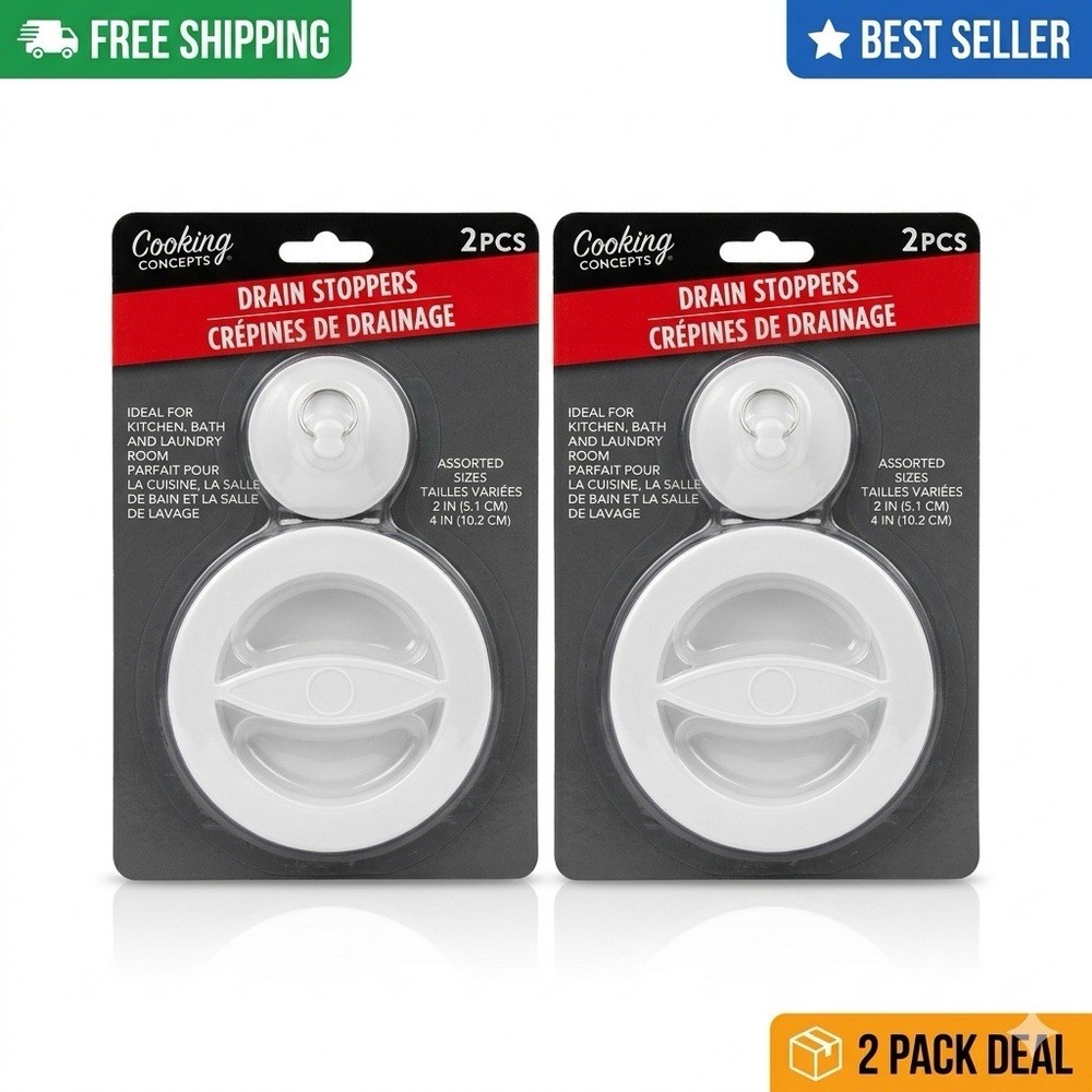 2 Pack Sink Drain Stoppers Kitchen Bathroom Laundry Rubber Stopper Set