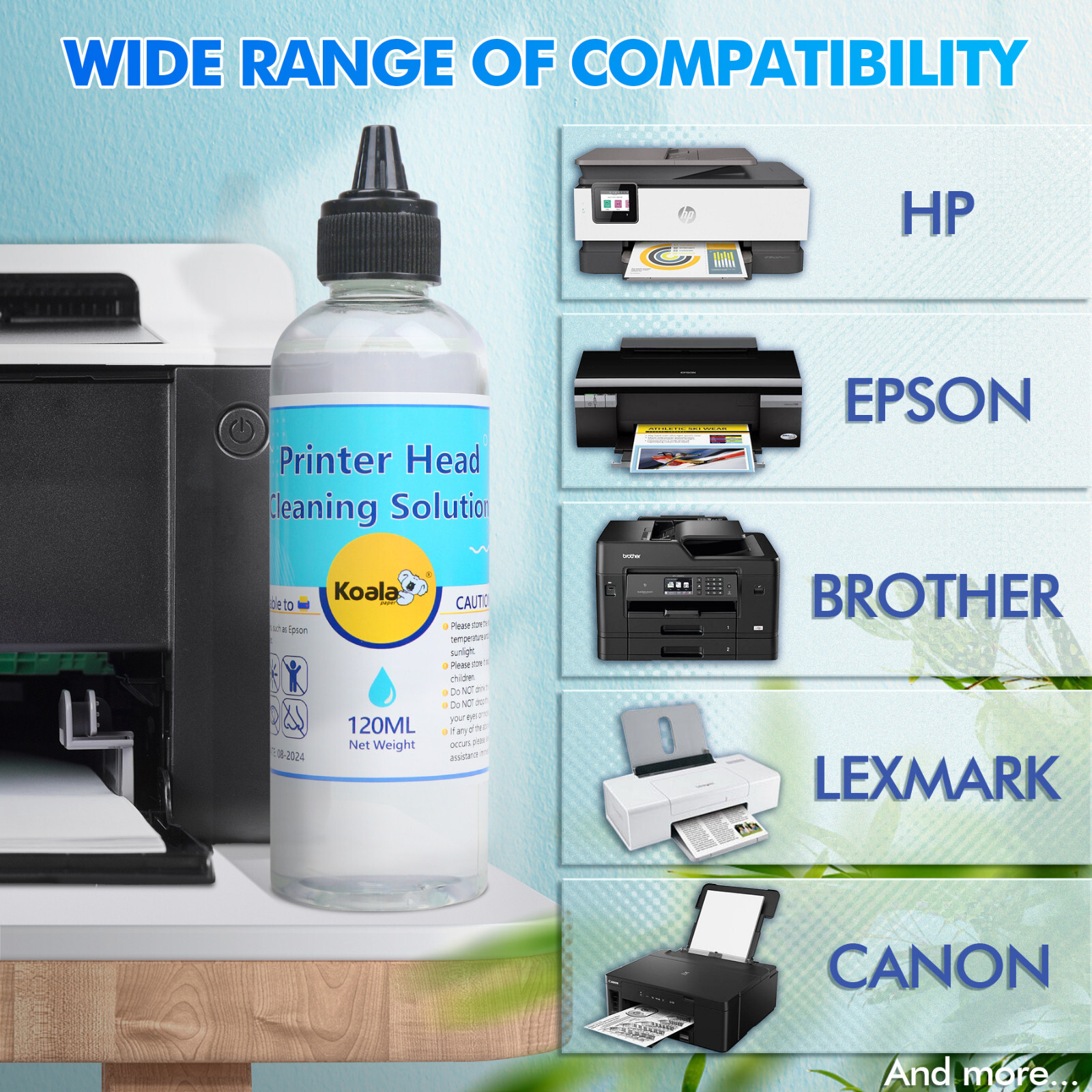 120ML Epson Printer Cleaning Kit Unblock Print Head Nozzles Clogs Cleaner Flush