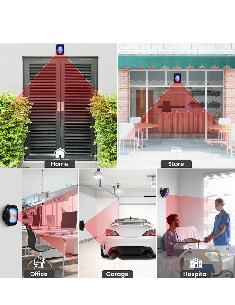 Wireless Motion Sensor LED Light - Motion Detector Alarm Chimes Door Sensor with