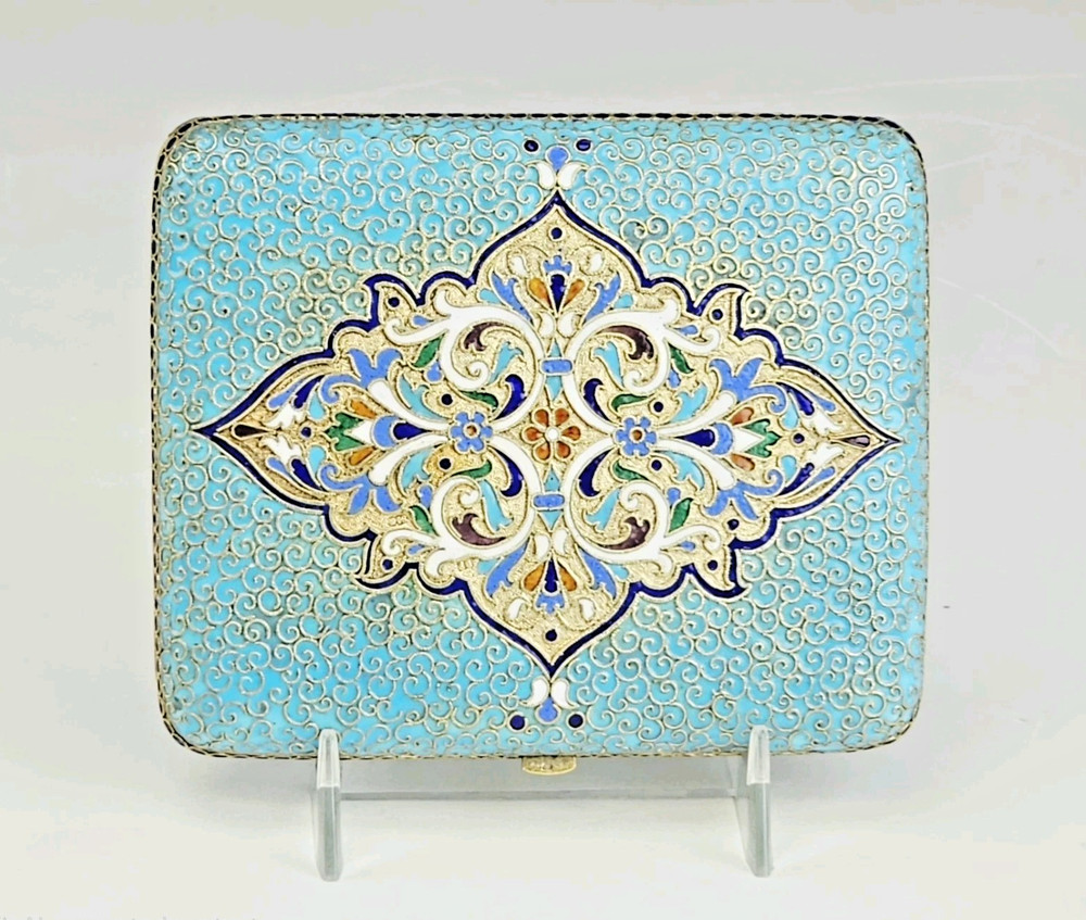 19C Russian Gilt Silver Enamel Cigarette Case