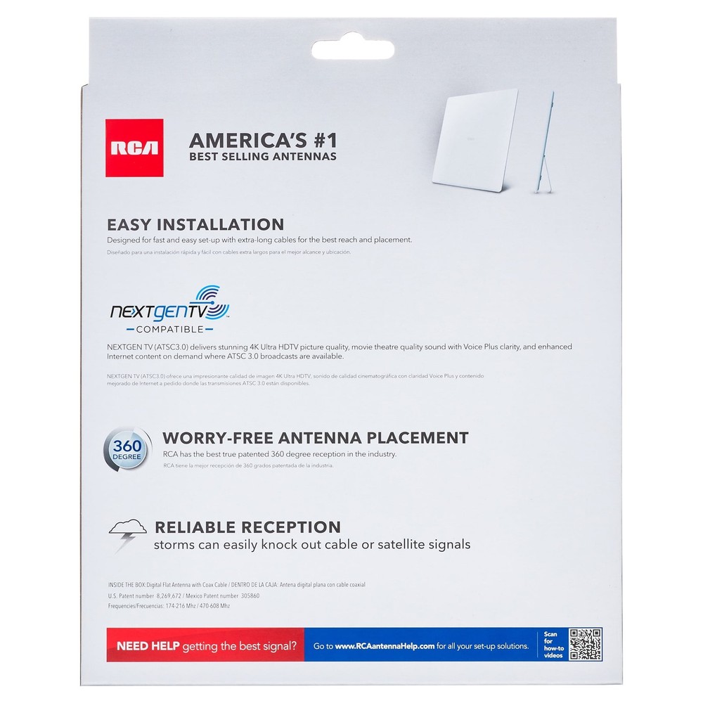 RCA Indoor Flat HDTV Antenna - Multi-Directional