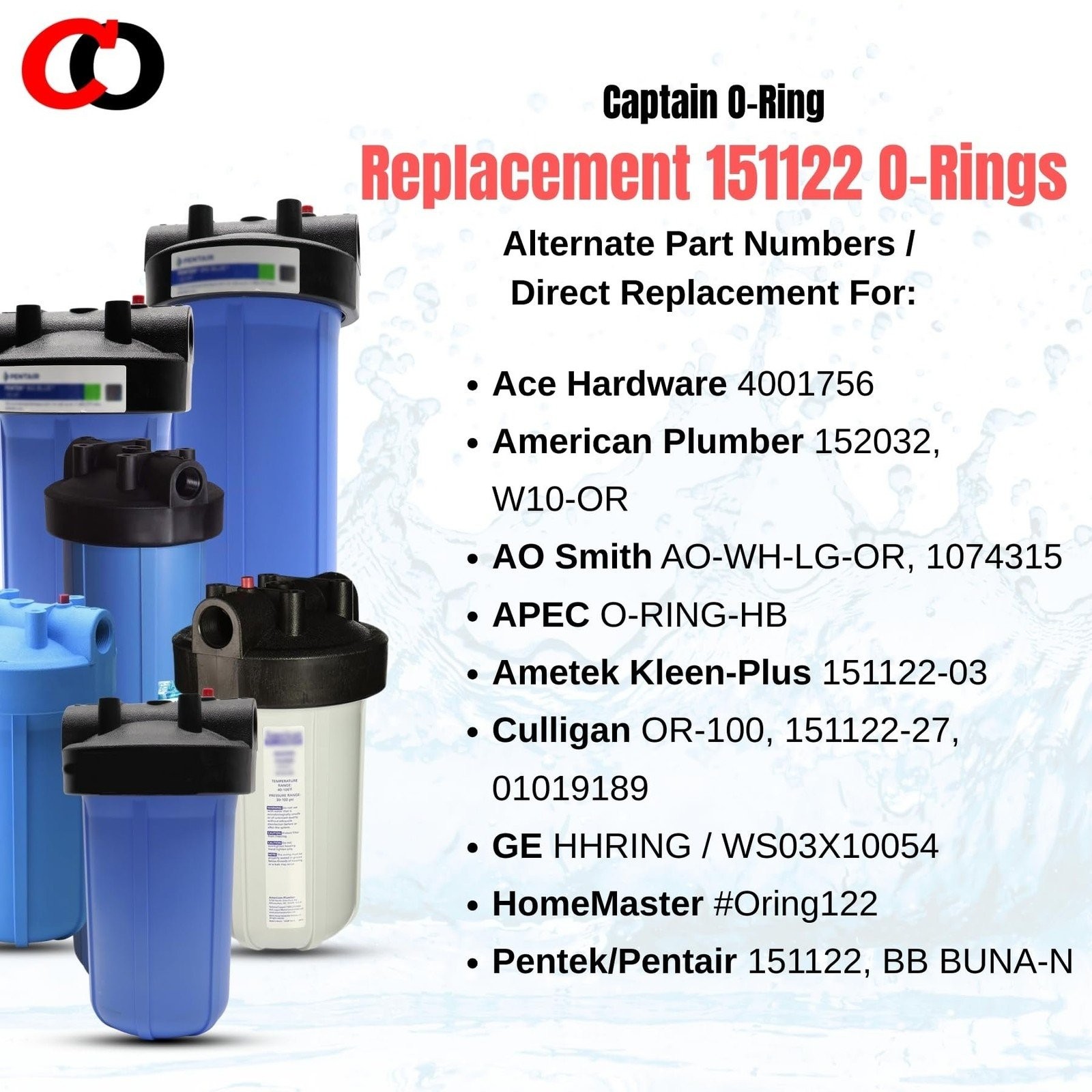 151122 O-Rings for Pentair Pentek Big Blue Water Filters Buna-N (3 Pack)