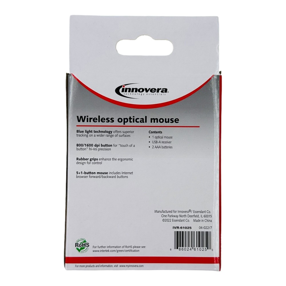 Innovera Wireless Mouse Optical Mouse USB-A Receiver Black Computer Mouse