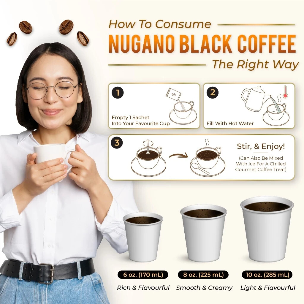 6 X Nugano Black Coffee Premium 100% Organic Ganoderma + EXPRESS SHIPPING