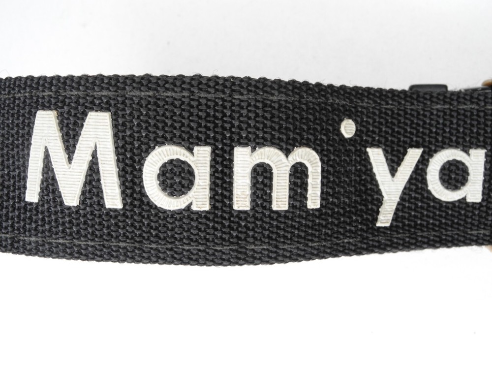 (Missing & Peeling Letters) Mamiya Black / White Camera Neck Strap (NO LUGS)