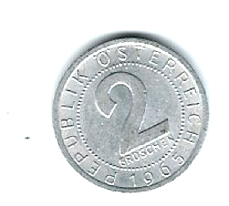 Austria... Coin...2 Groschen...1965