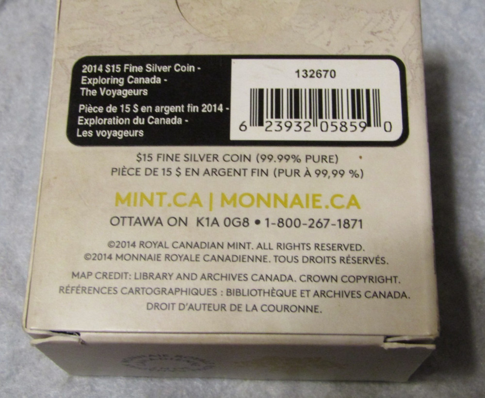2014 CANADA SILVER $15 DOLLAR..EXPLORING CANADA - THE VOYAGEURS..PROOF