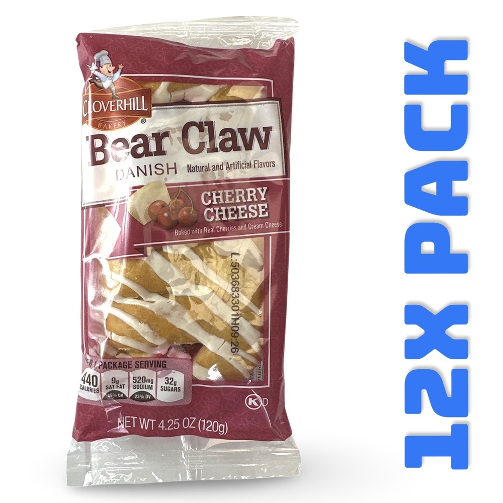 Cloverhill Cherry Cheese Bear Claws | Individually Packaged | 12 Pack