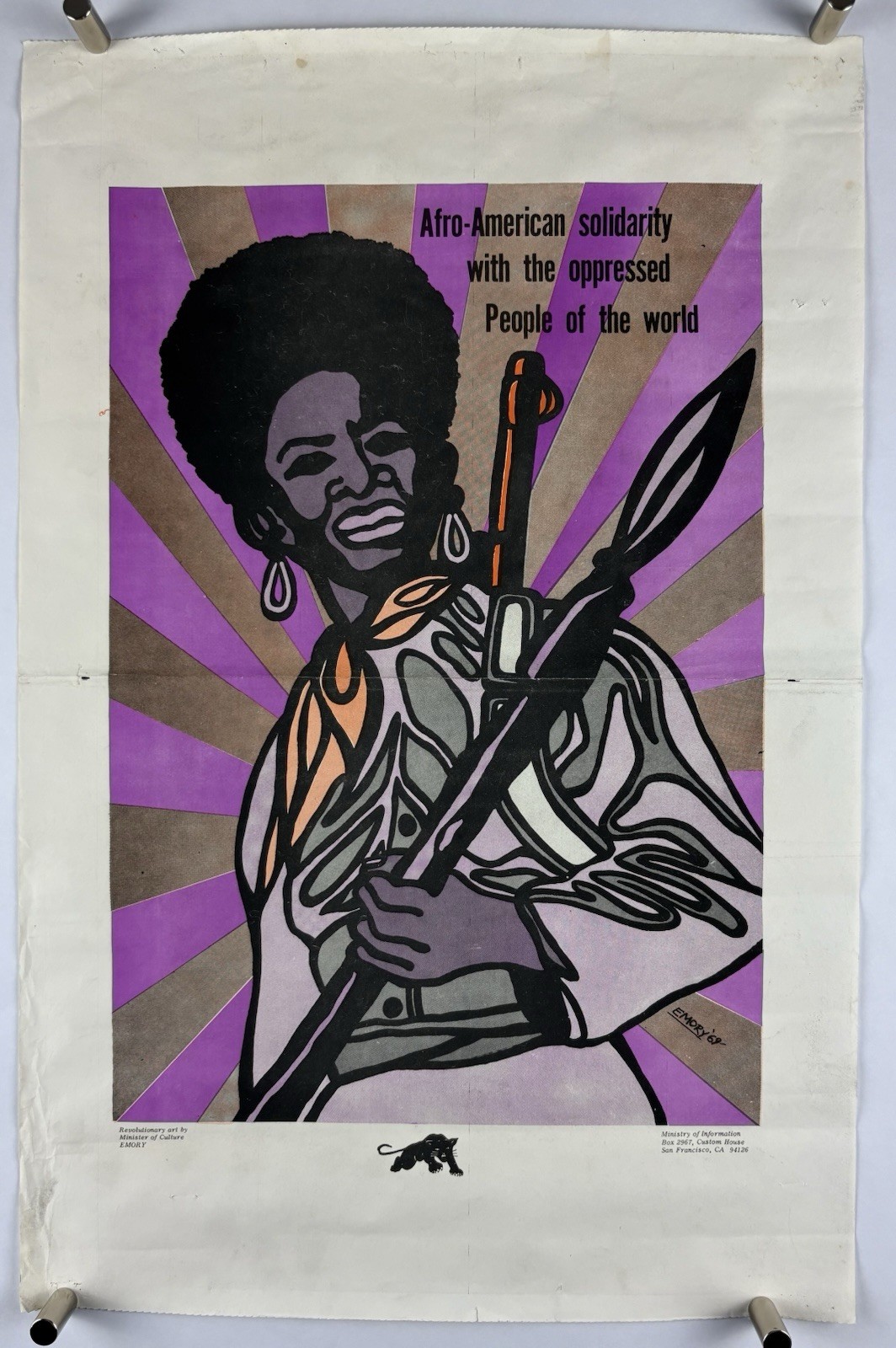 BLACK PANTHER PARTY Political Poster 1969 Emory Douglas AFRO AMERICAN SOLIDARITY