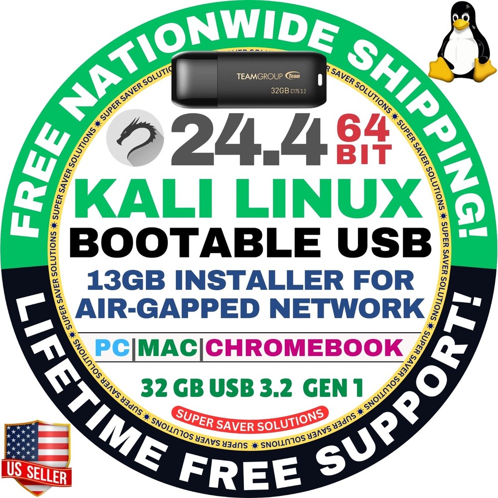 KALI LINUX OS 24.4 LIVE / FULL INSTALLER / DVD, USB / 64-BIT, AMD64 / MAC PC ALL