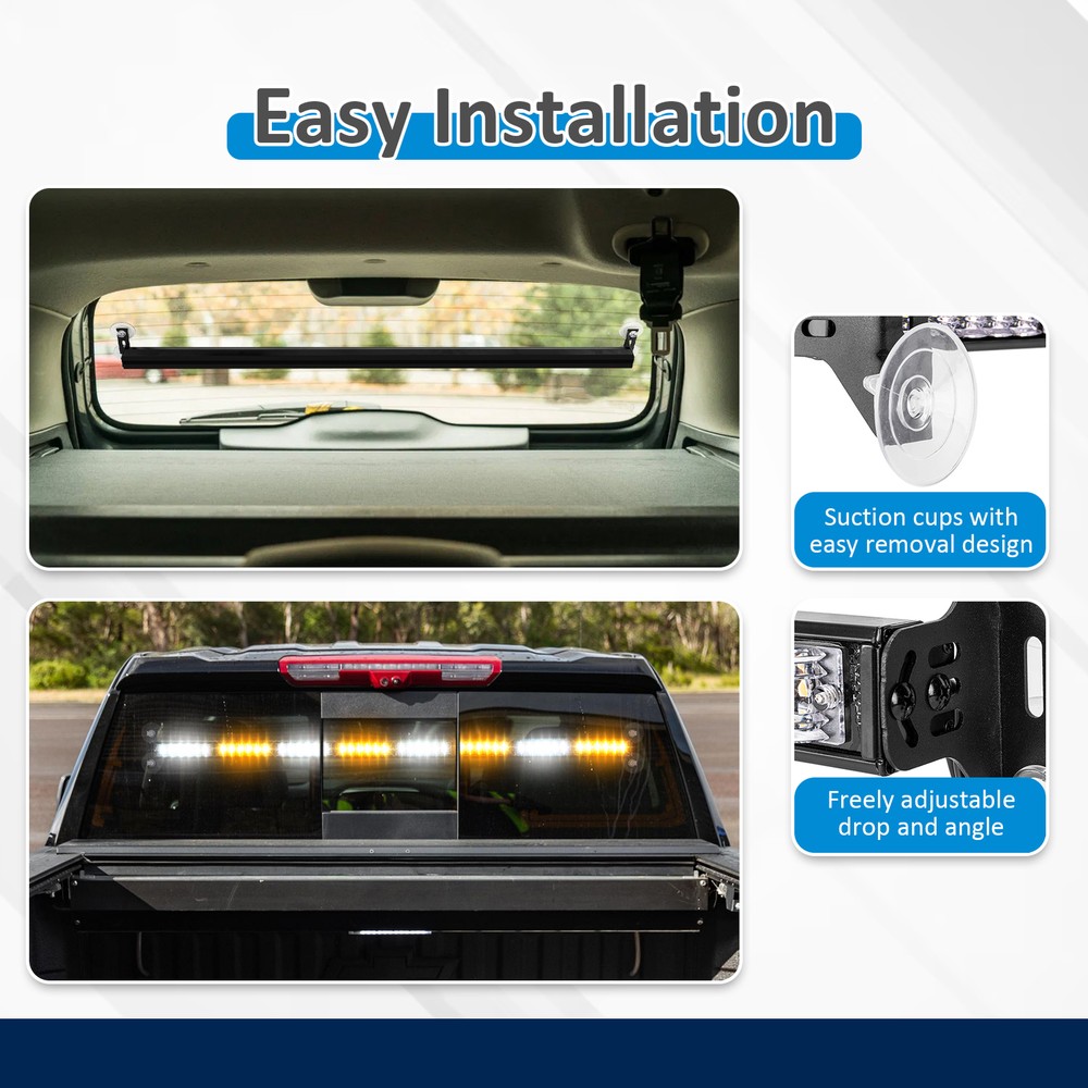 Emergency Hazard Warning Strobe Traffic Advisor Light Bar 48 LEDs Amber White
