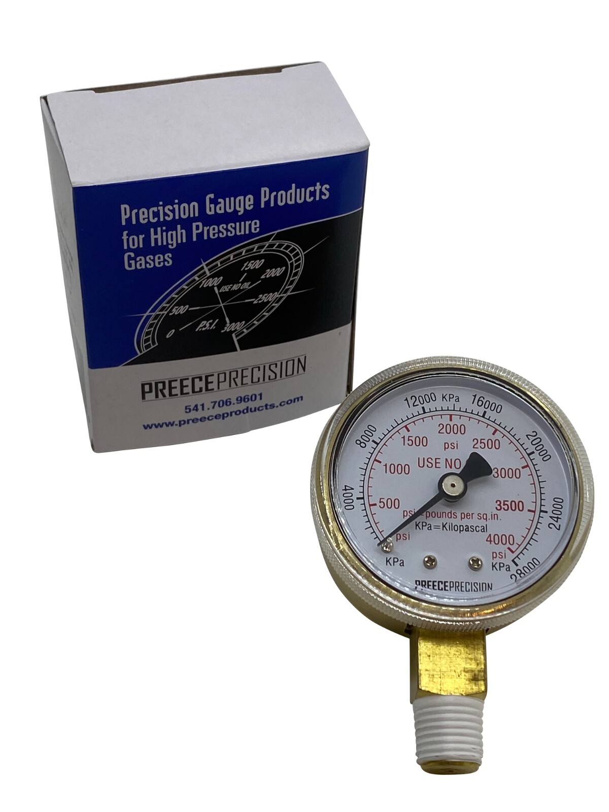 0-4000 PSI High Pressure Gauge 2" Dial 1/4" Bottom Mount USE NO OIL
