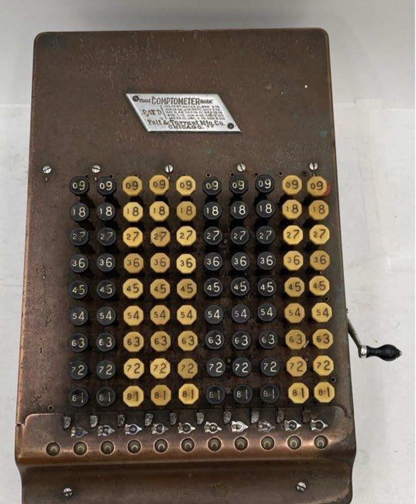 Felt & Tarrant 1920’s Comptometer Model J Working Adding Machine w/ Cover Manual