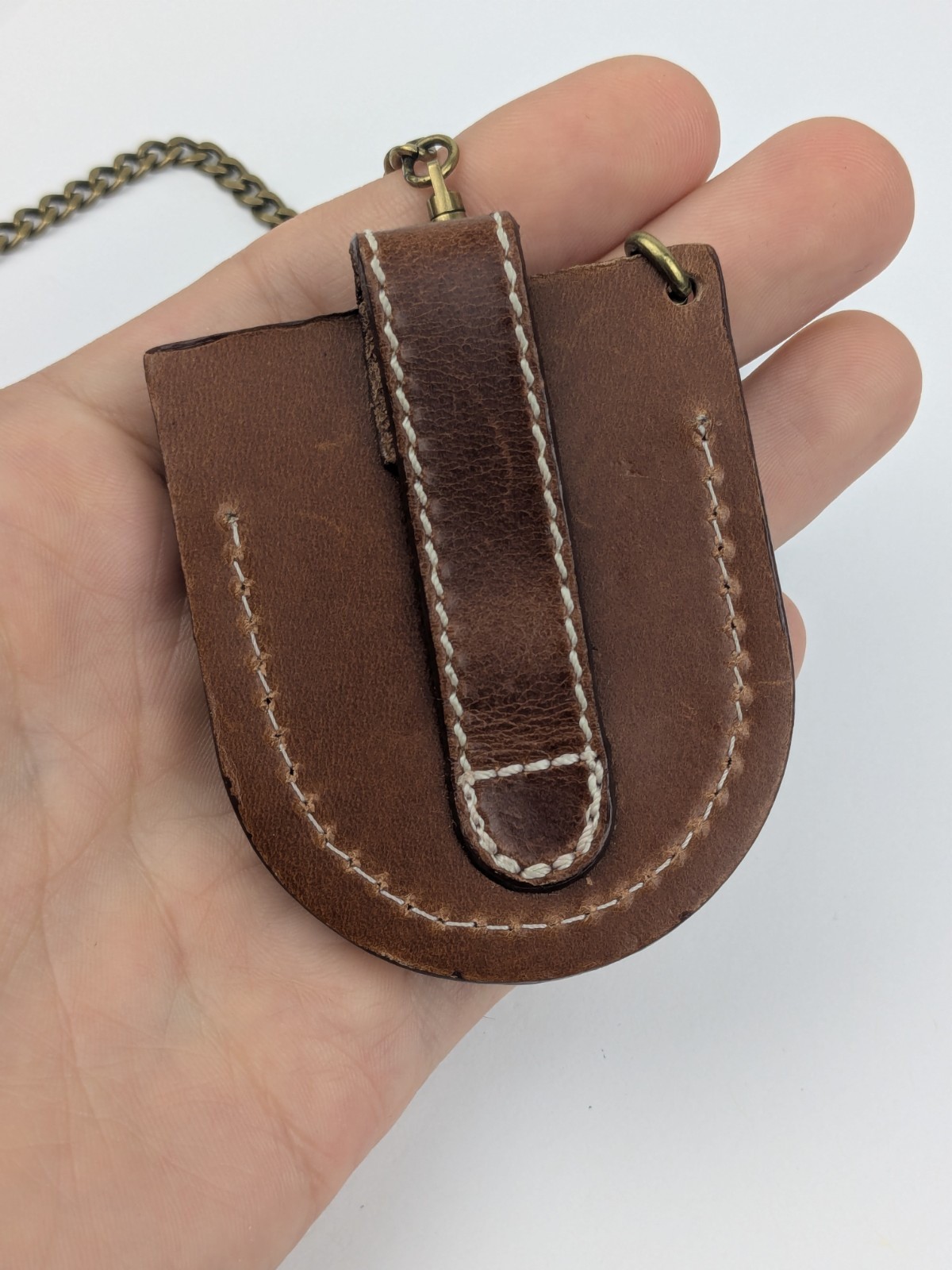 Vtg Roots Canada Pocket Watch R89 With Fob Chain 43mm Leather