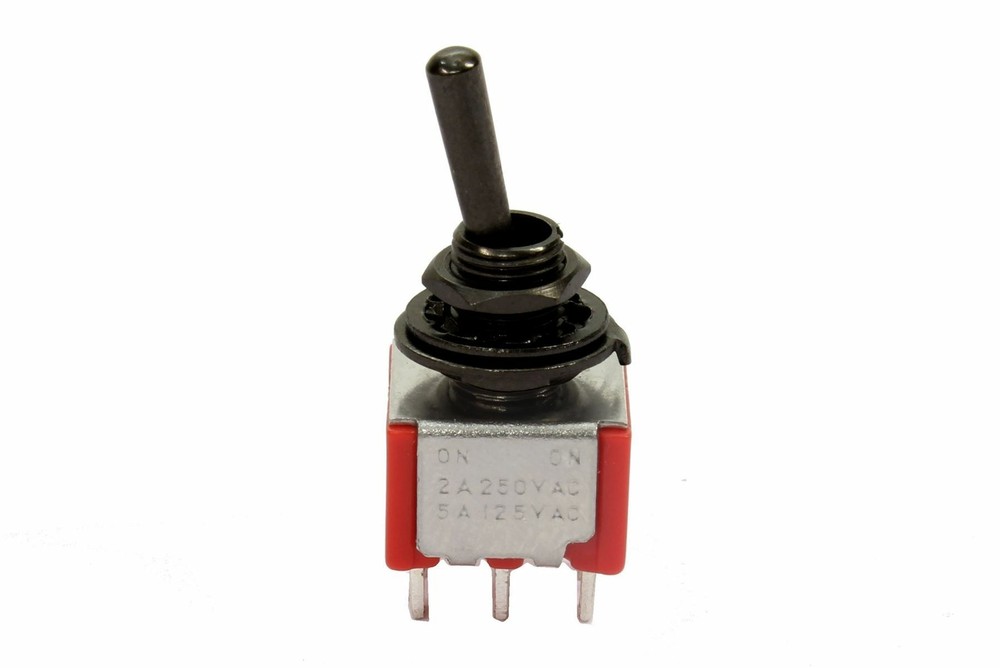 Mini Toggle Switch 2-way On-On Round Lever Black