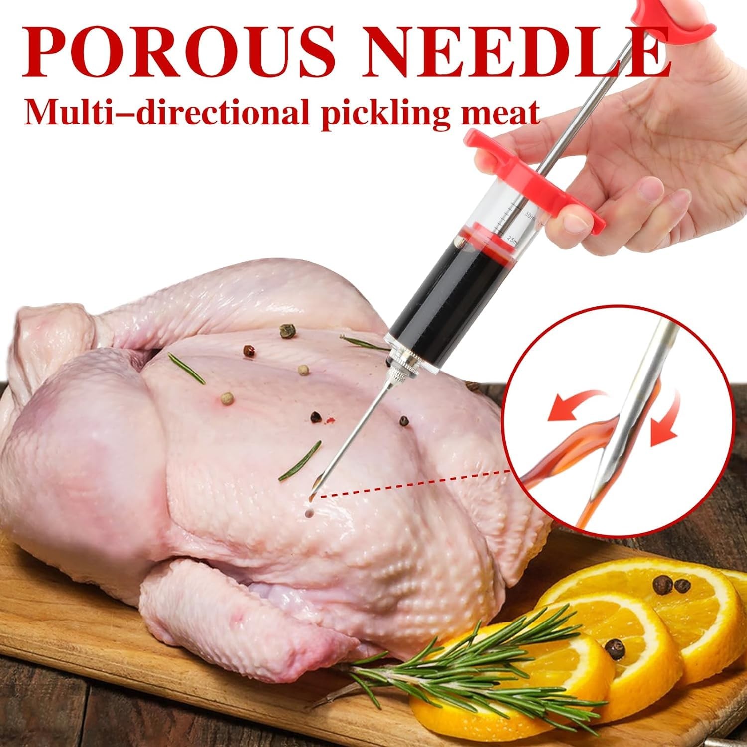 Meat Injector Syringe,1-oz Plastic MarinadeTurkey Injector Kit,2 Marinad Needles