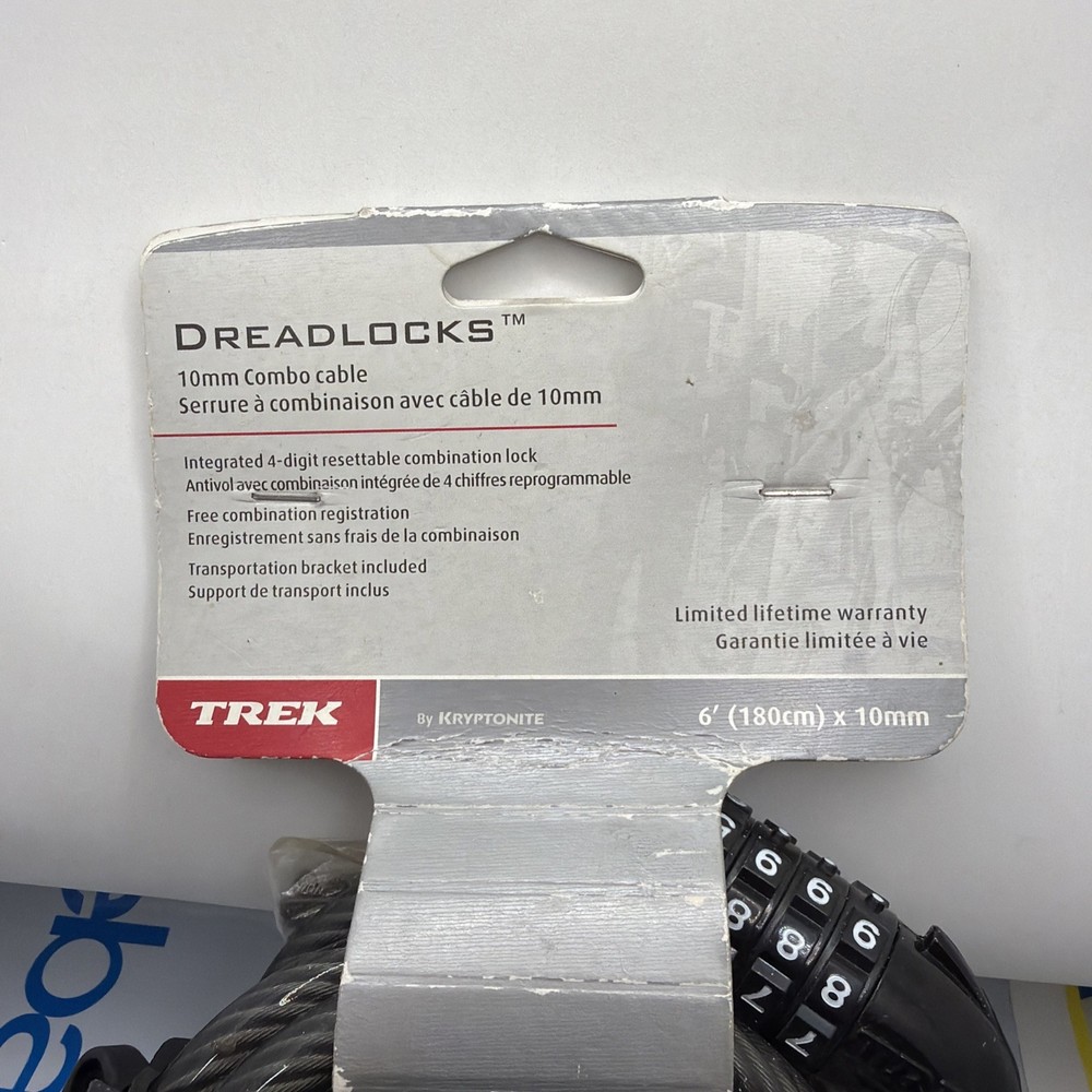 Trek Kryptonite Dreadlocks 6' x 10mm Large Combination Cable Lock Trek Lock