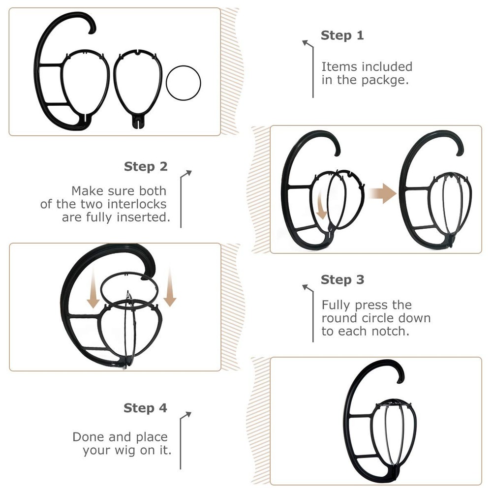Hanging Wig Stand, Head for Wigs, 4 Sets