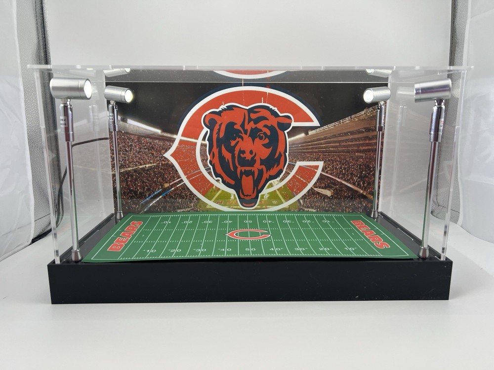 Chicago Bears Custom 2 Mini Helmet Display Case W/ LED Lights
