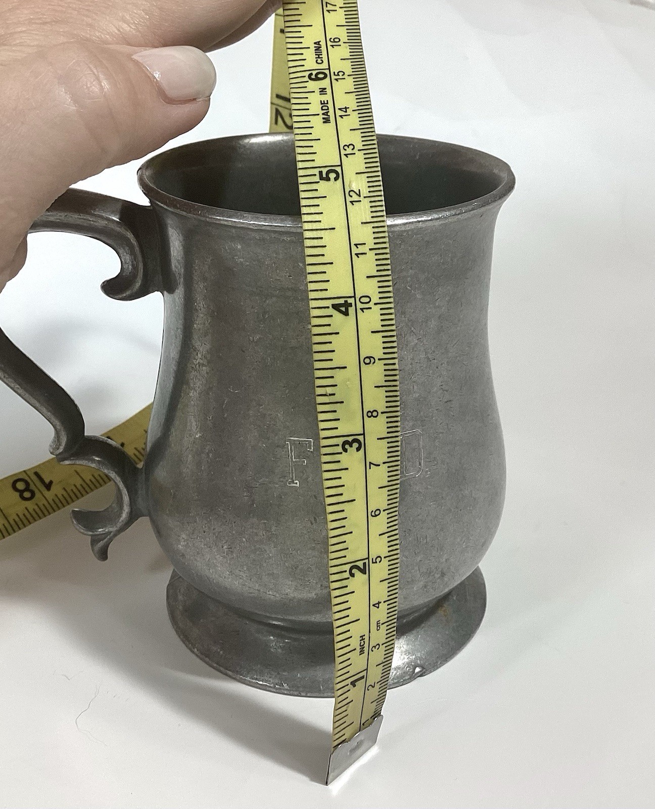 Vtg Pewter Beer Mug Stein Tankard Barware Renfaire Decor 4.5” Engraved “Fred”