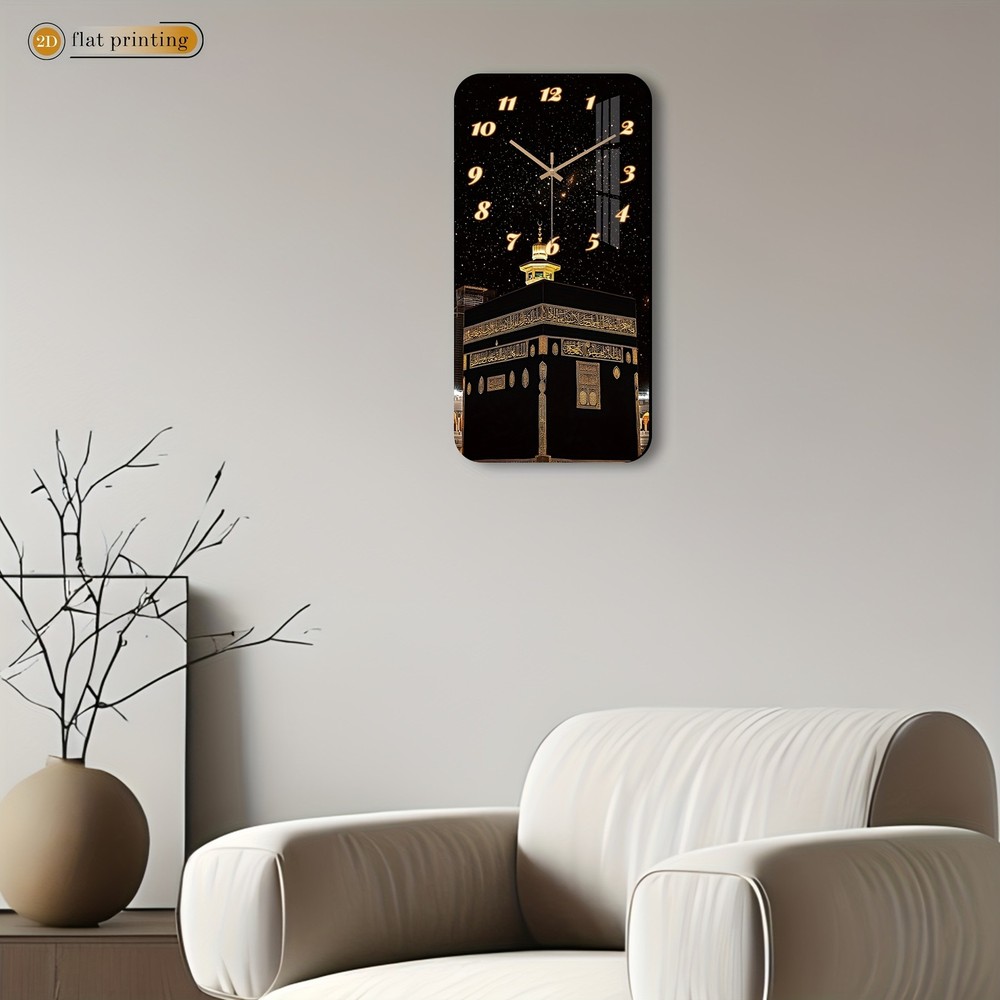 Wooden Rectangular Silent Wall Clock-Decorative Timepiece Modern w/o Batteries.