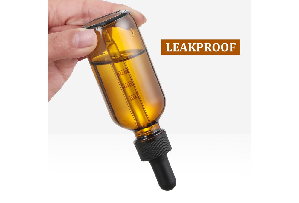 4-Pack 1oz Amber Dropper Bottles for Oils/Tinctures