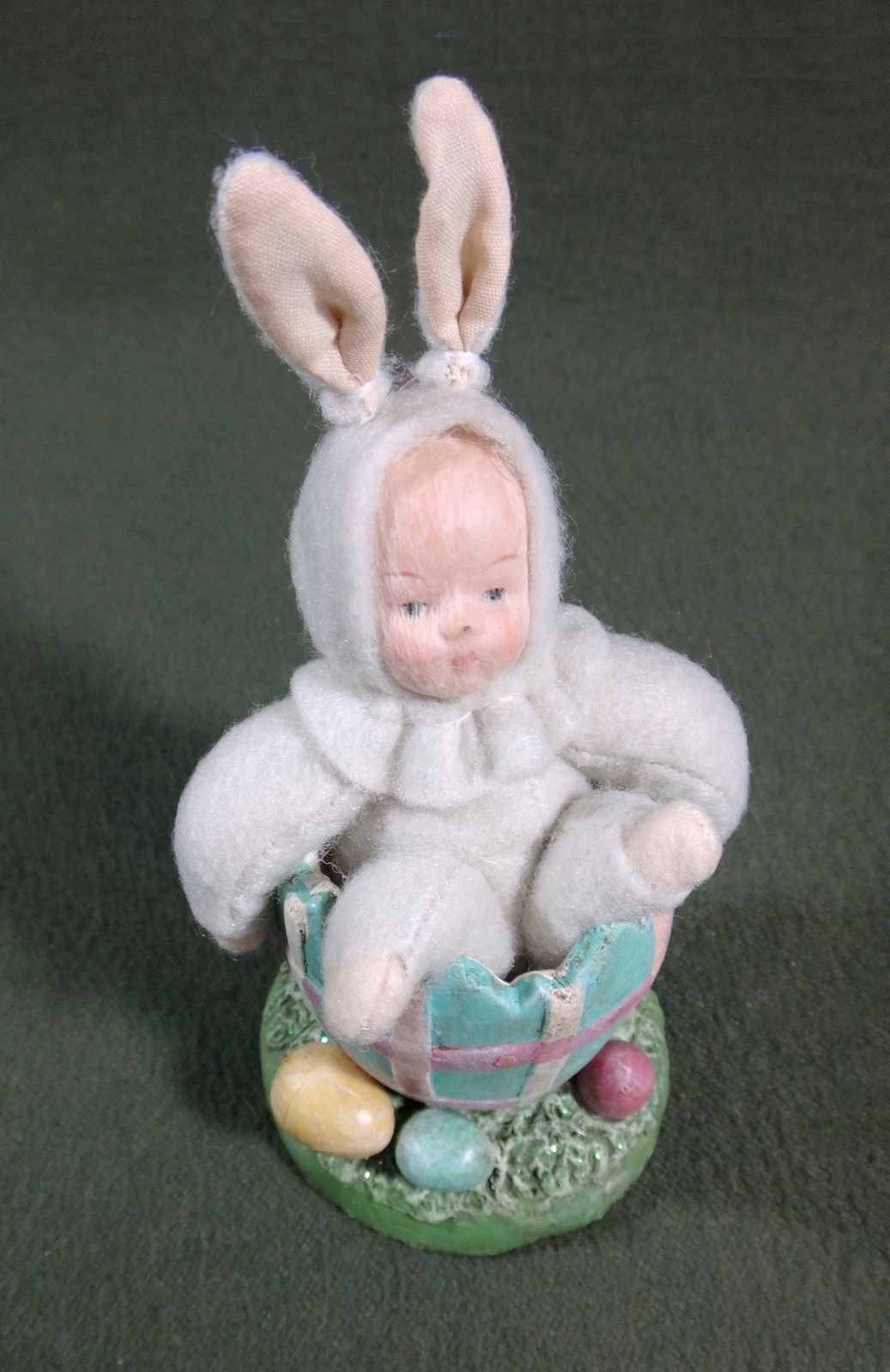 TWO vintage whimsical Spring EASTER BUNNY BABY doll RABBIT figures
