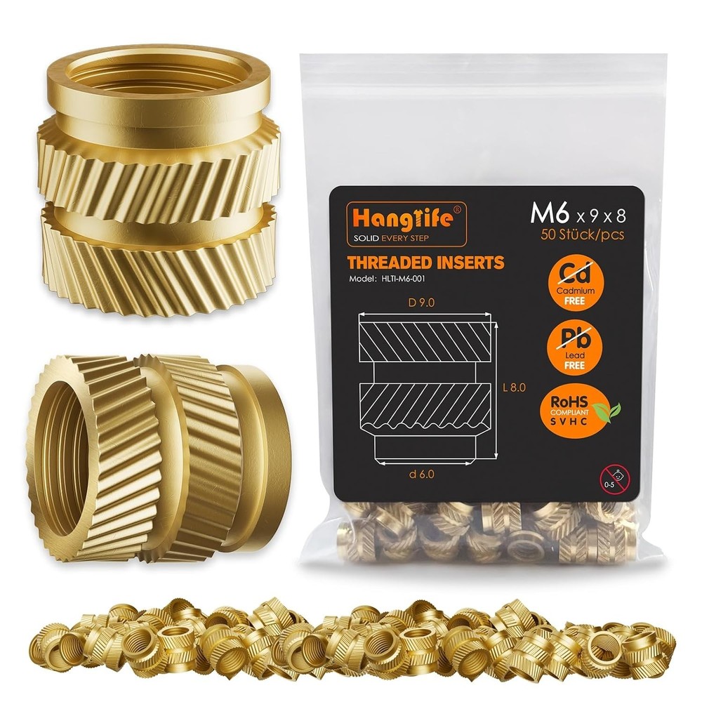 Heat-Set Threaded Inserts, M6 Heat Set Insert for 3D Printing Components and ...