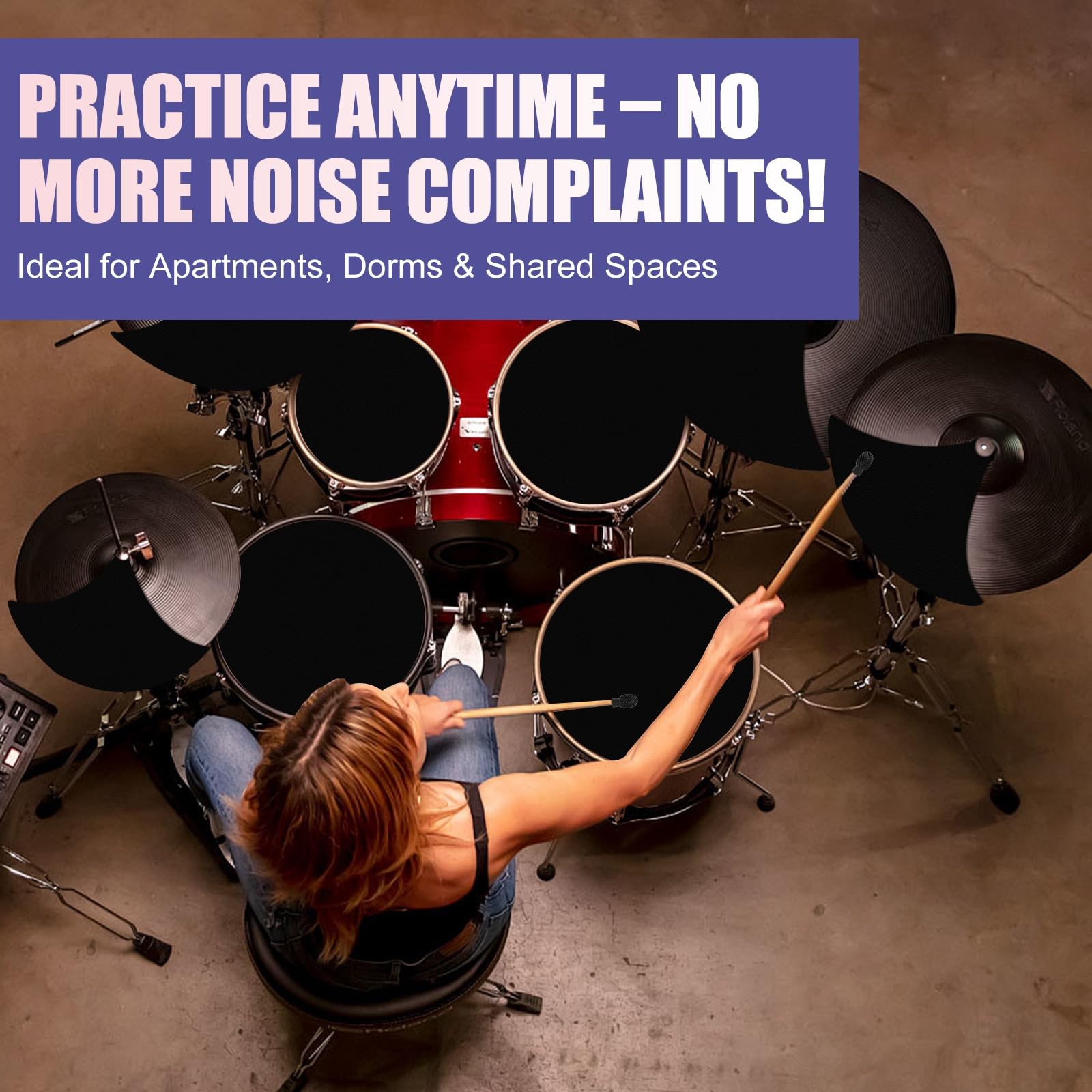 12-Piece Drum Mute Pads Set - Foam Silencer for 10 12 14 16 Inch...