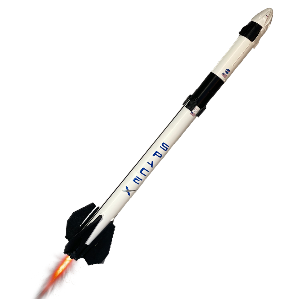 Flying SpaceX Falcon 9 Model Rocket with Crew Dragon 1:100 Scale