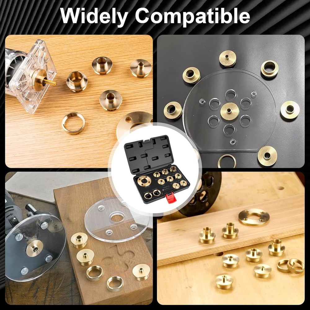 11Pcs Brass Router Bushing Guide Set, Router Template Guide with Lock Nut Ada.