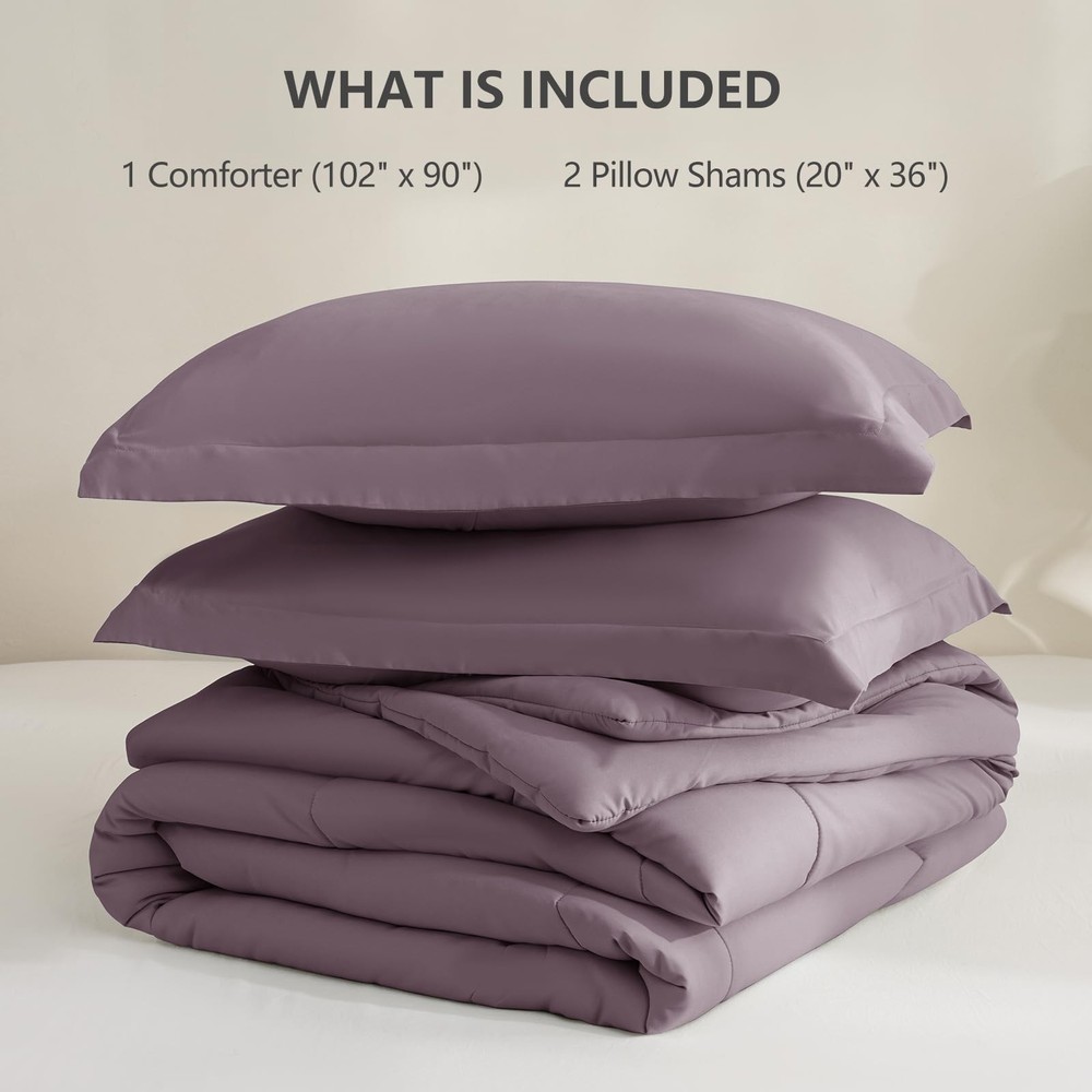 CozyLux King Size Comforter Set - Dusty Purple King,