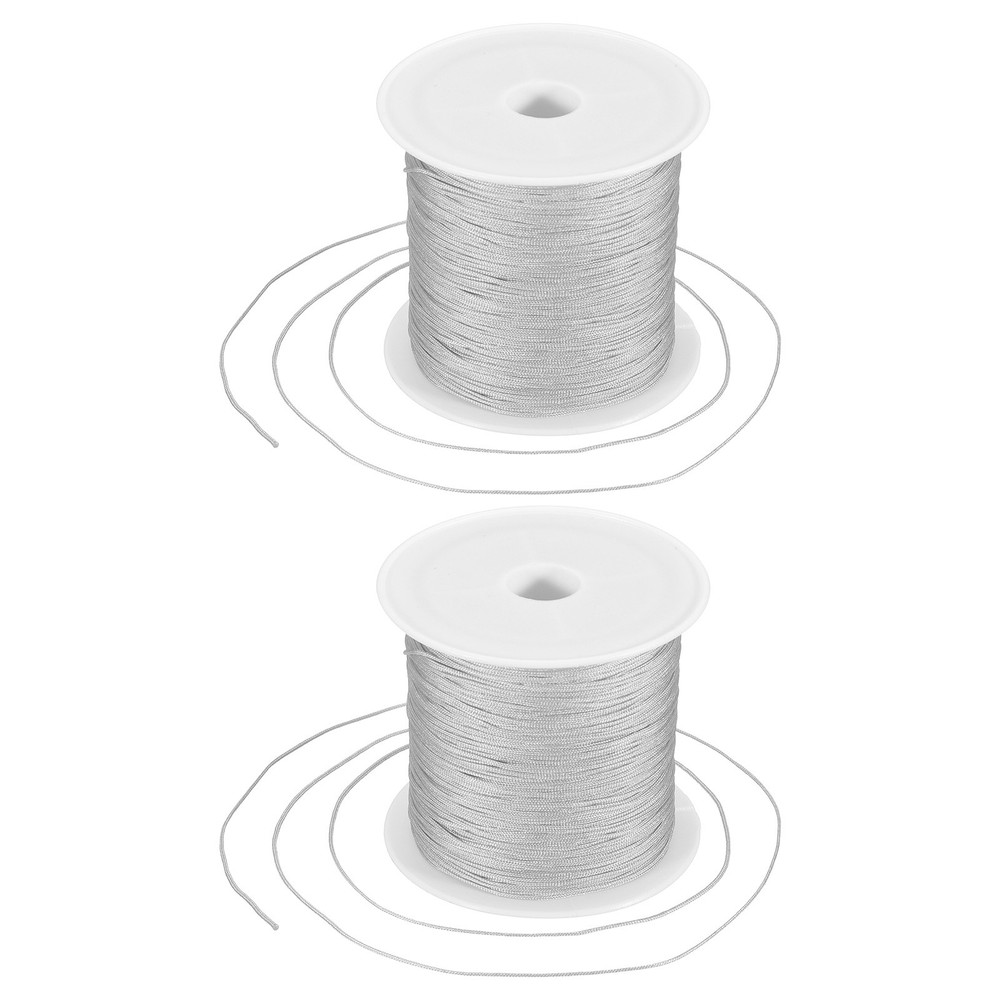 2 pcs 0.6mm String for Bracelets, 44 Yards Beading Thread(Silver Gray)
