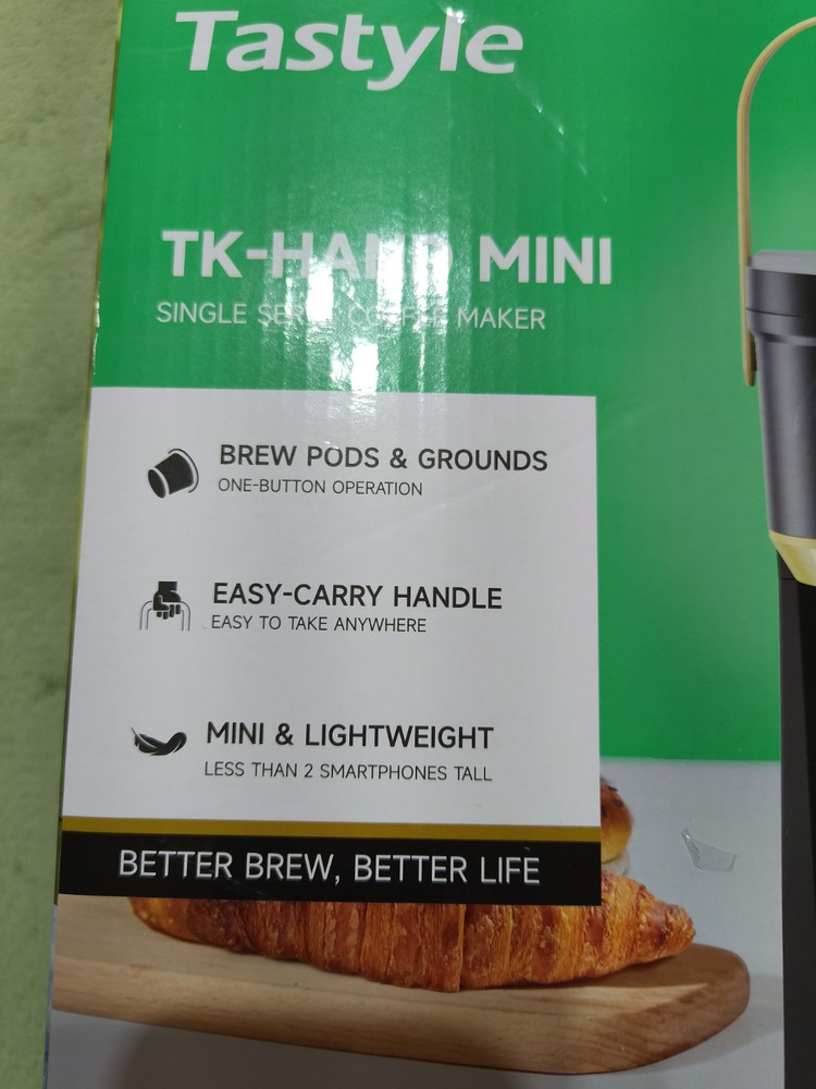 Tastyle Mini Coffee Maker Single Serve K-Cup Pod & Grounds Portable Handle NIB
