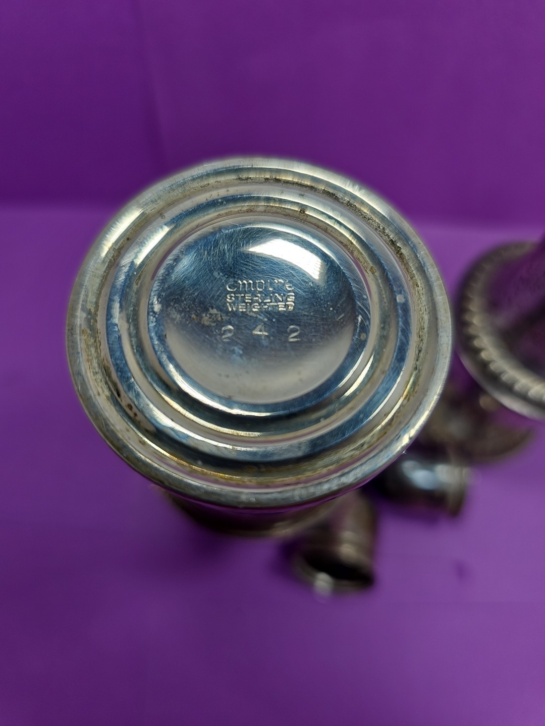 Empire Sterling Silver Vintage 242 Salt And Pepper Shaker Set Glass Lined