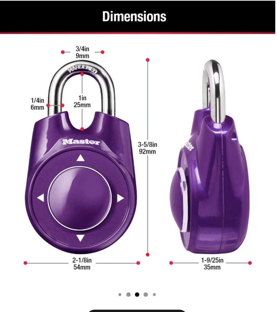 Master Lock Speed Dial Resettable Combination 1500iD Directional Movement RED