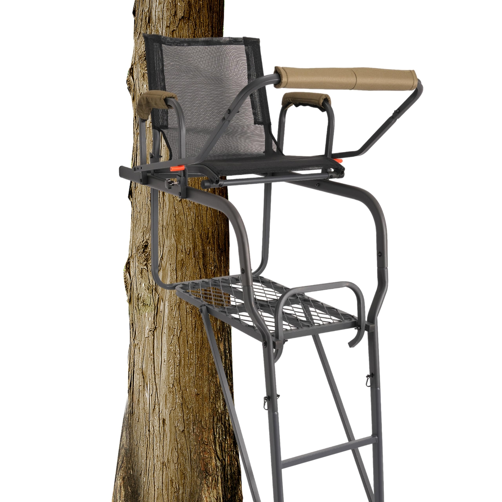 15.5' Steel Climbing Ladder Tree Stand Outdoor For Hunting&Mesh Seat Equipment