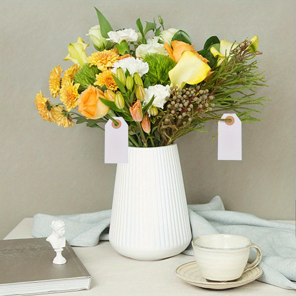 100pcs White Blank Gift Tags with String Rectangle Hanging Merchandise