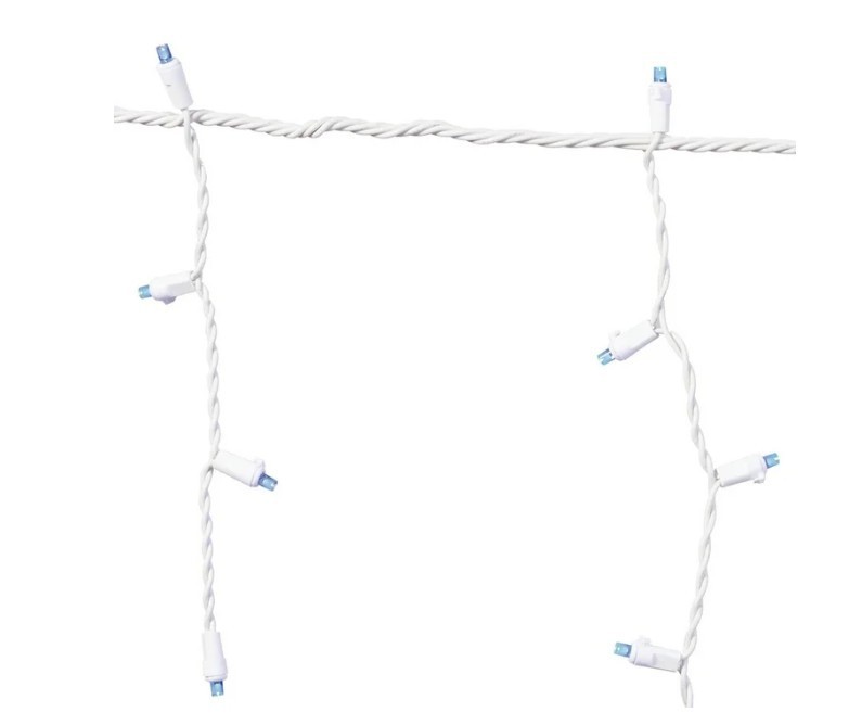 Holiday Time 200-Count LED 8 Function-Sync Icicle Christmas Lights, Blue, 24'