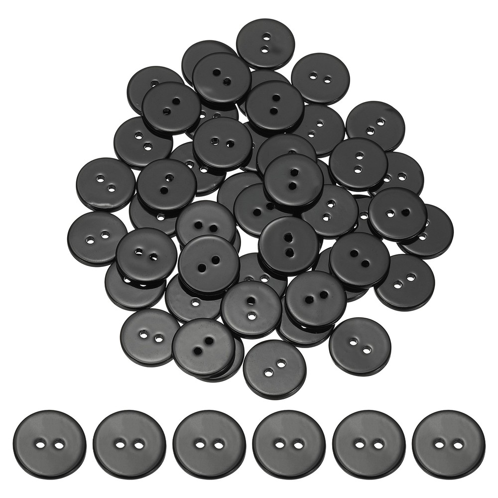 Natural Shell Button 2 Hole Shell Round Sewing Buttons 12.5 mm & 50 Pack & Black