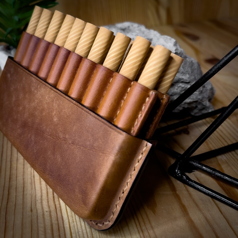Leather handmade cigarette case PUEBLO premium leather