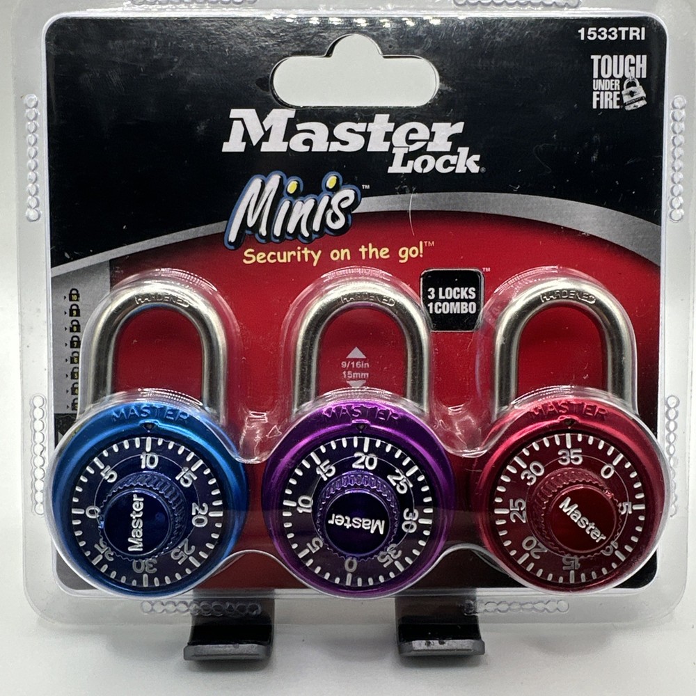 Master Lock Minis Combination Locker Padlocks 3 Pack Locks Combo New