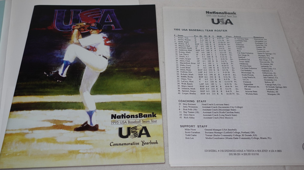 1995 USA Baseball Team Tour Program Brochure Folder Original Papers Lot
