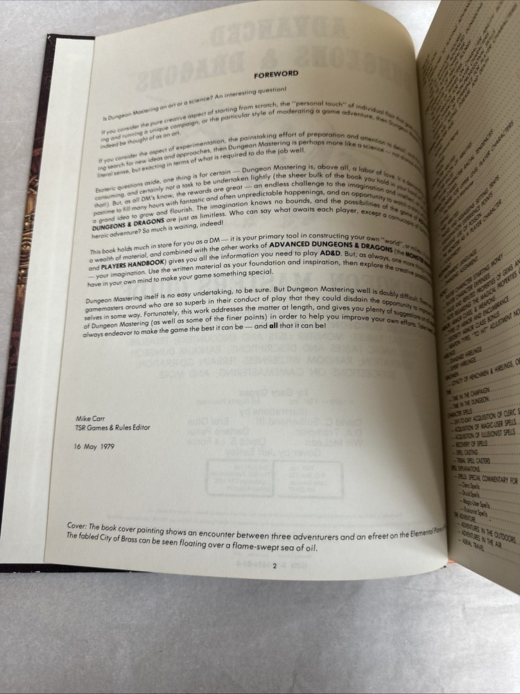 TSR Advanced Dungeons & Dragons AD&D DUNGEON MASTERS GUIDE Original 1979